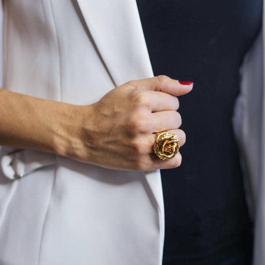 Rosales ring gold big rose